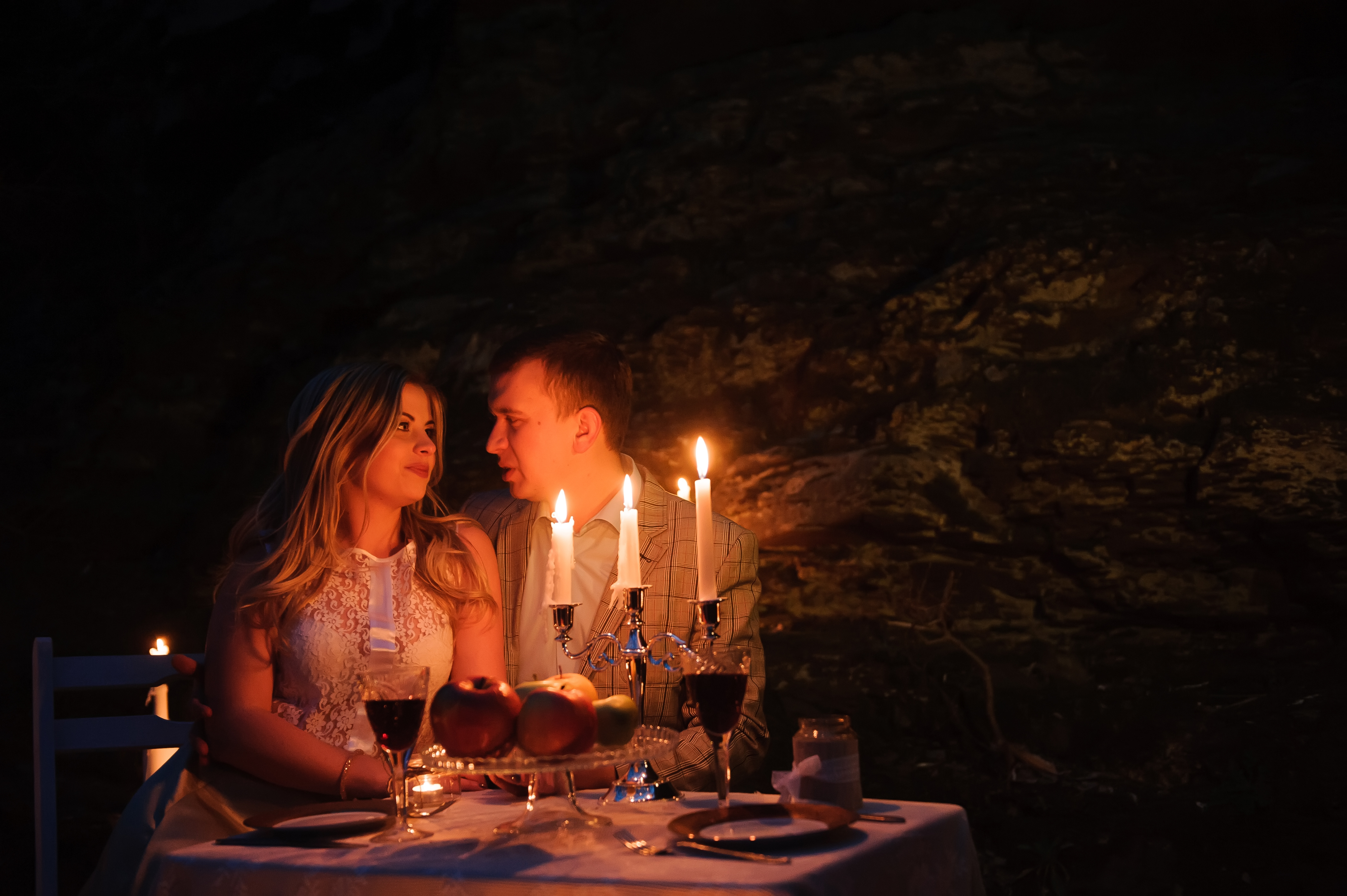 Romantisk middag med stearinljus